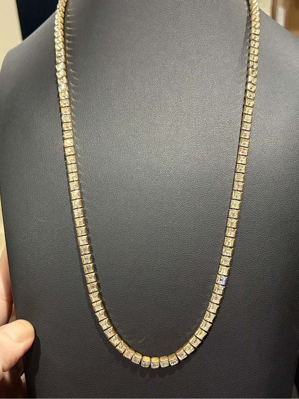 Vintage Gold Rhine Tennis Necklace